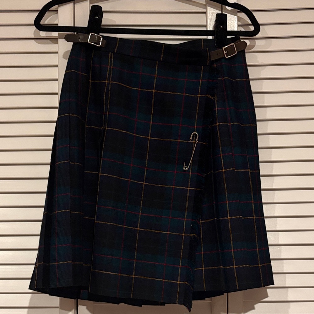 Vintage Ralph Lauren Plaid Tartan Skirt with Buckle Detail